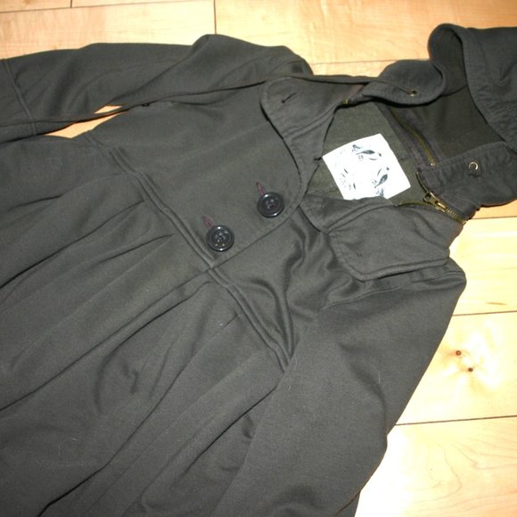 FREE PEOPLE Olive Cotton Tunic/Dress Empire Waist Medium 8/10 Skirt Part Lined - Picture 3 of 14